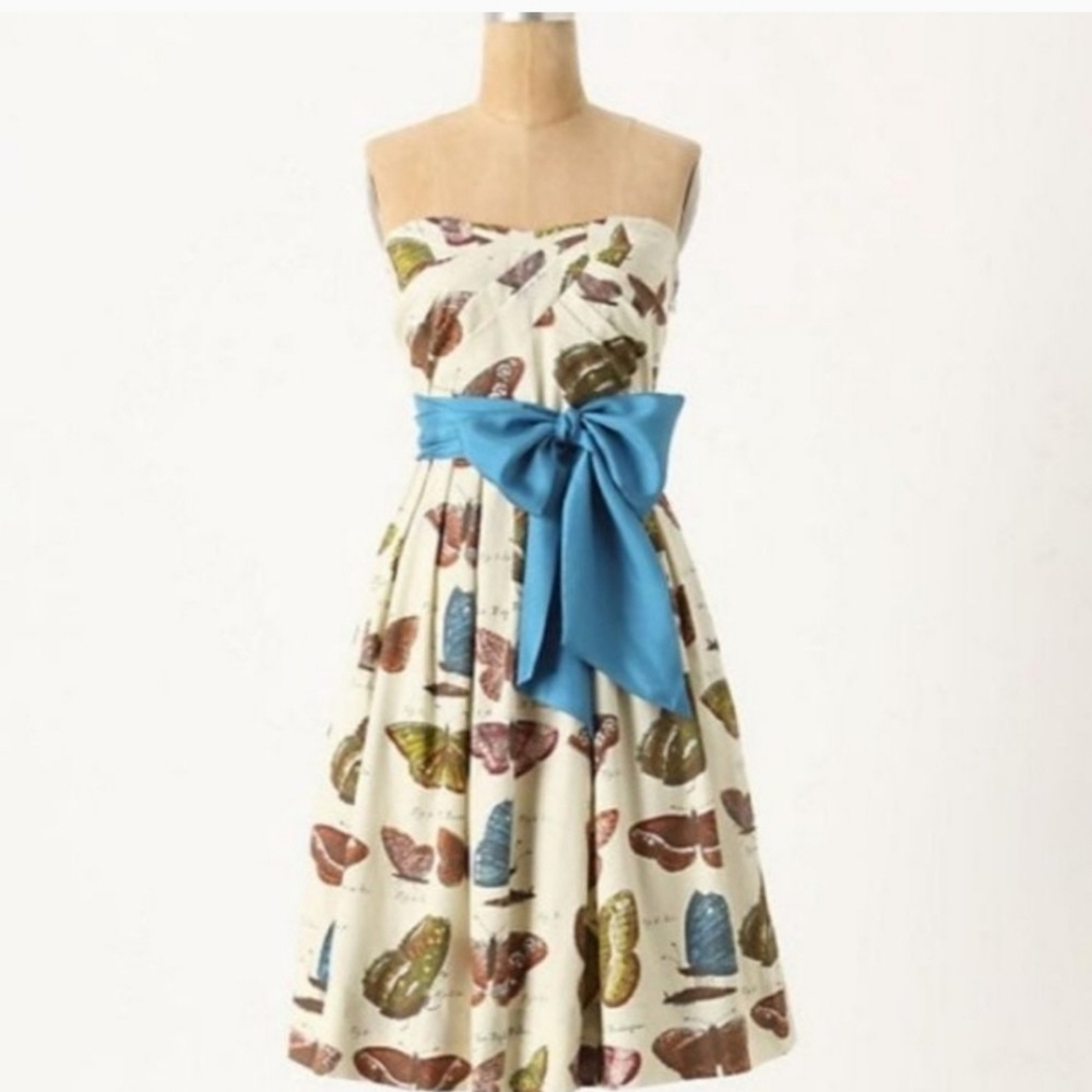 Strapless Anthropologie butterfly dress